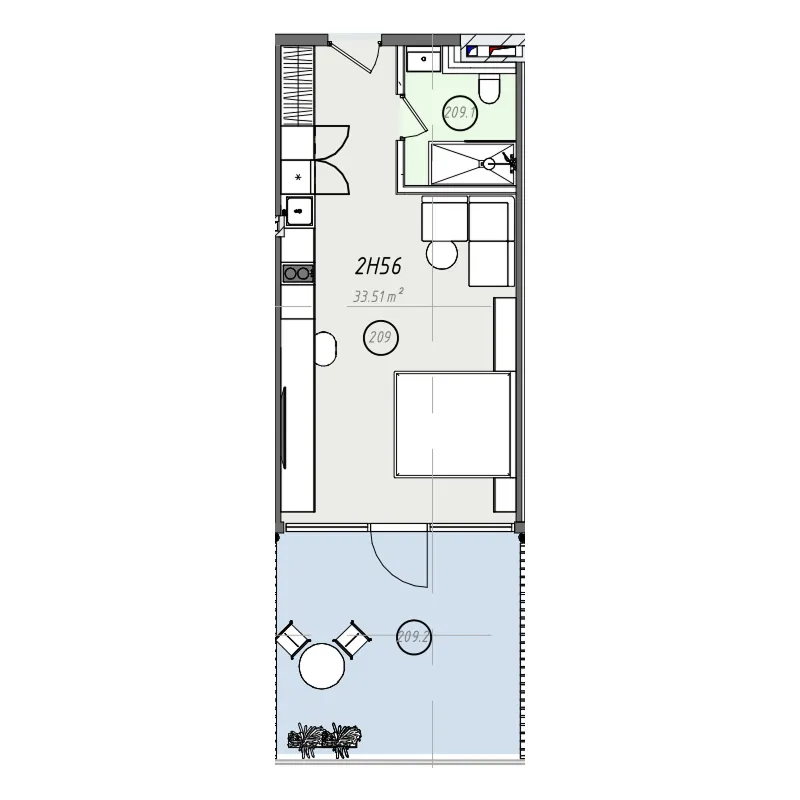 ZEN 0 BR floor plan - Bali, Dubai - by Embrace Development