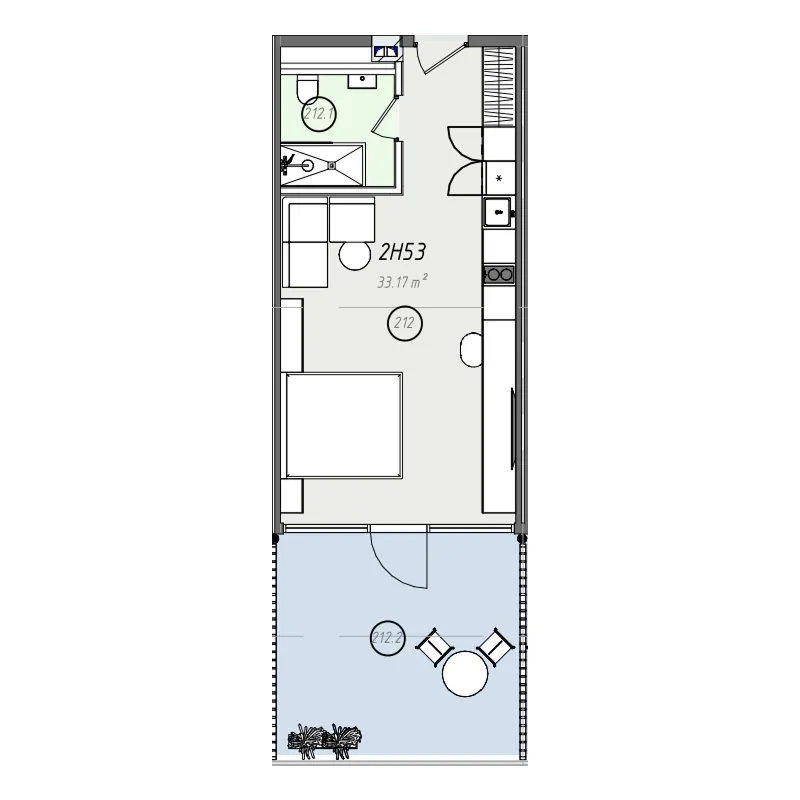 ZEN 0 BR floor plan - Bali, Dubai - by Embrace Development