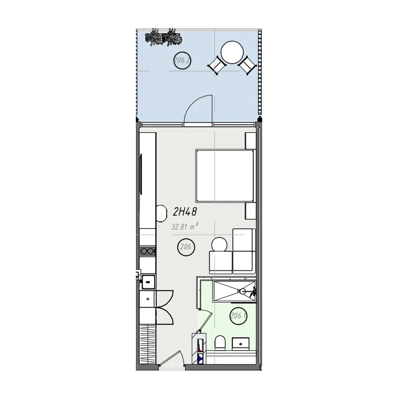 ZEN 0 BR floor plan - Bali, Dubai - by Embrace Development