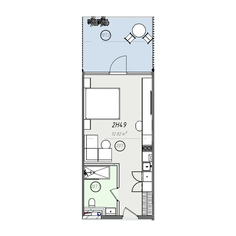 ZEN 0 BR floor plan - Bali, Dubai - by Embrace Development