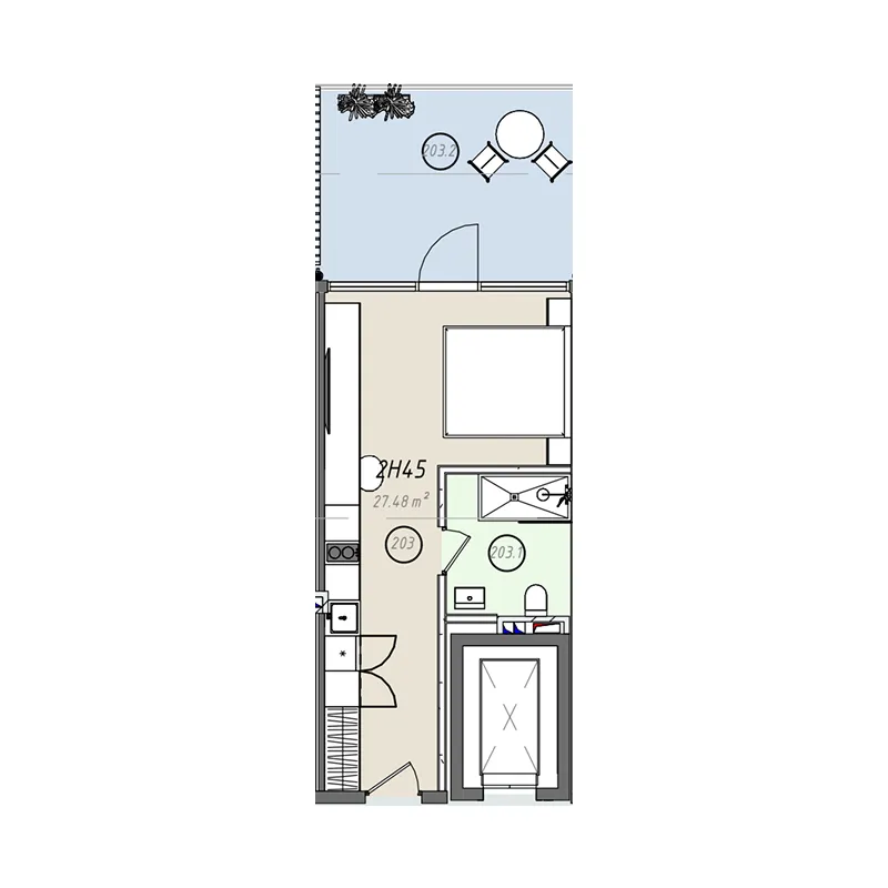 ZEN 0 BR floor plan - Bali, Dubai - by Embrace Development