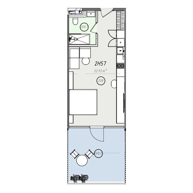 ZEN 0 BR floor plan - Bali, Dubai - by Embrace Development