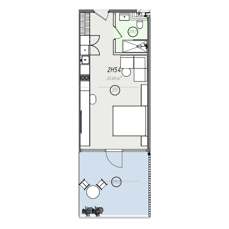 ZEN 0 BR floor plan - Bali, Dubai - by Embrace Development