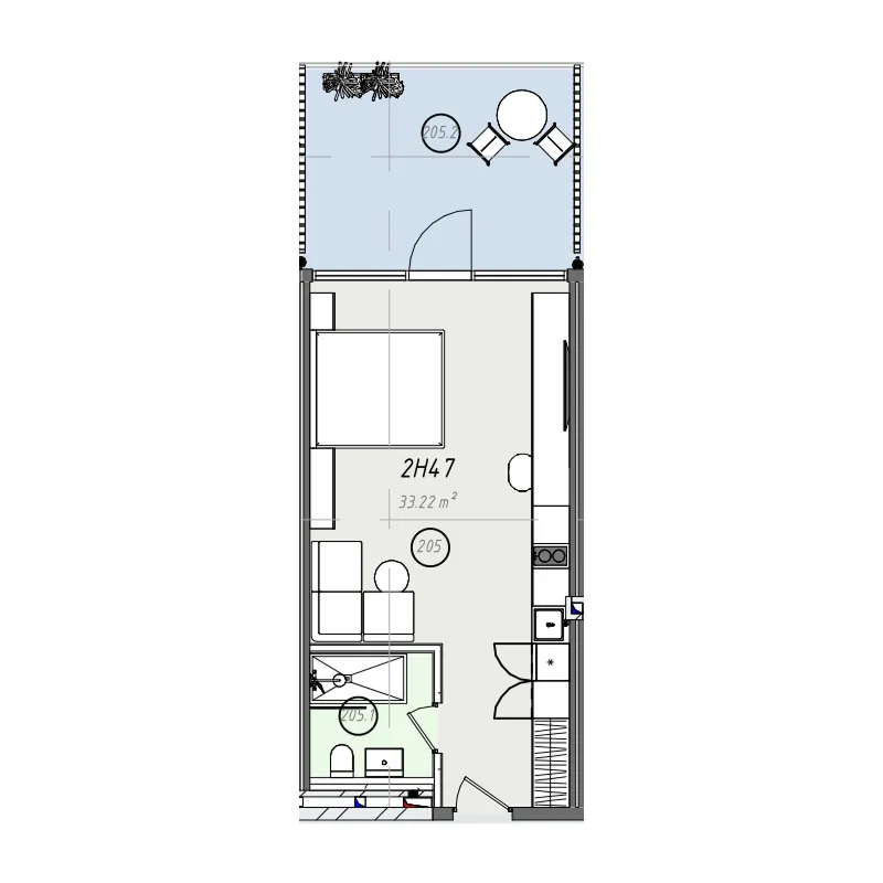 ZEN 0 BR floor plan - Bali, Dubai - by Embrace Development