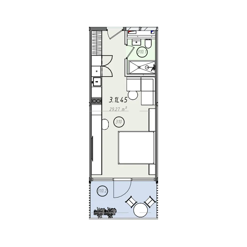 ZEN 0 BR floor plan - Bali, Dubai - by Embrace Development