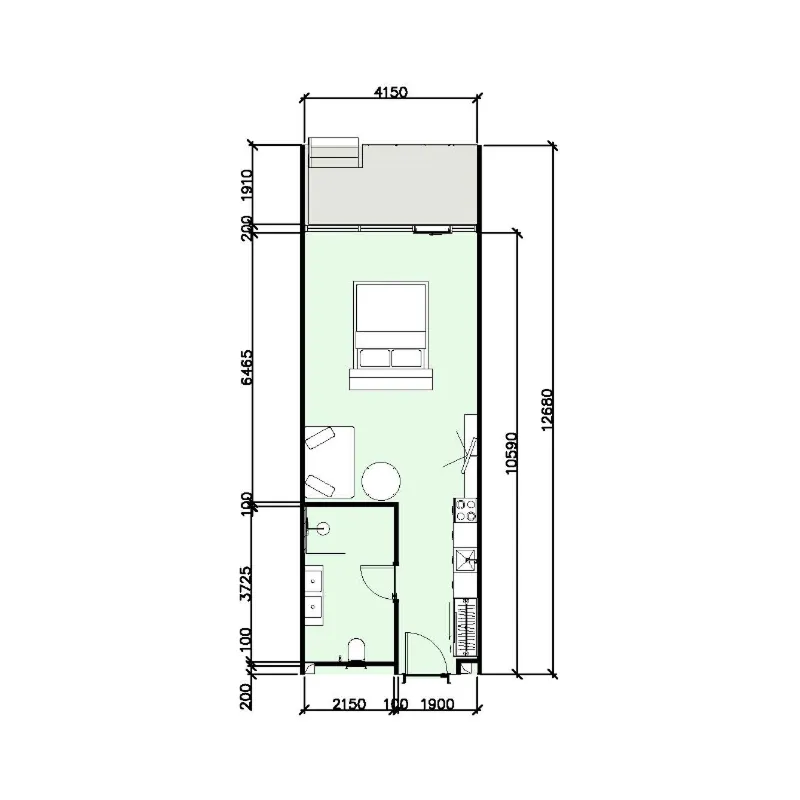 ZEN 0 BR floor plan - Bali, Dubai - by Embrace Development