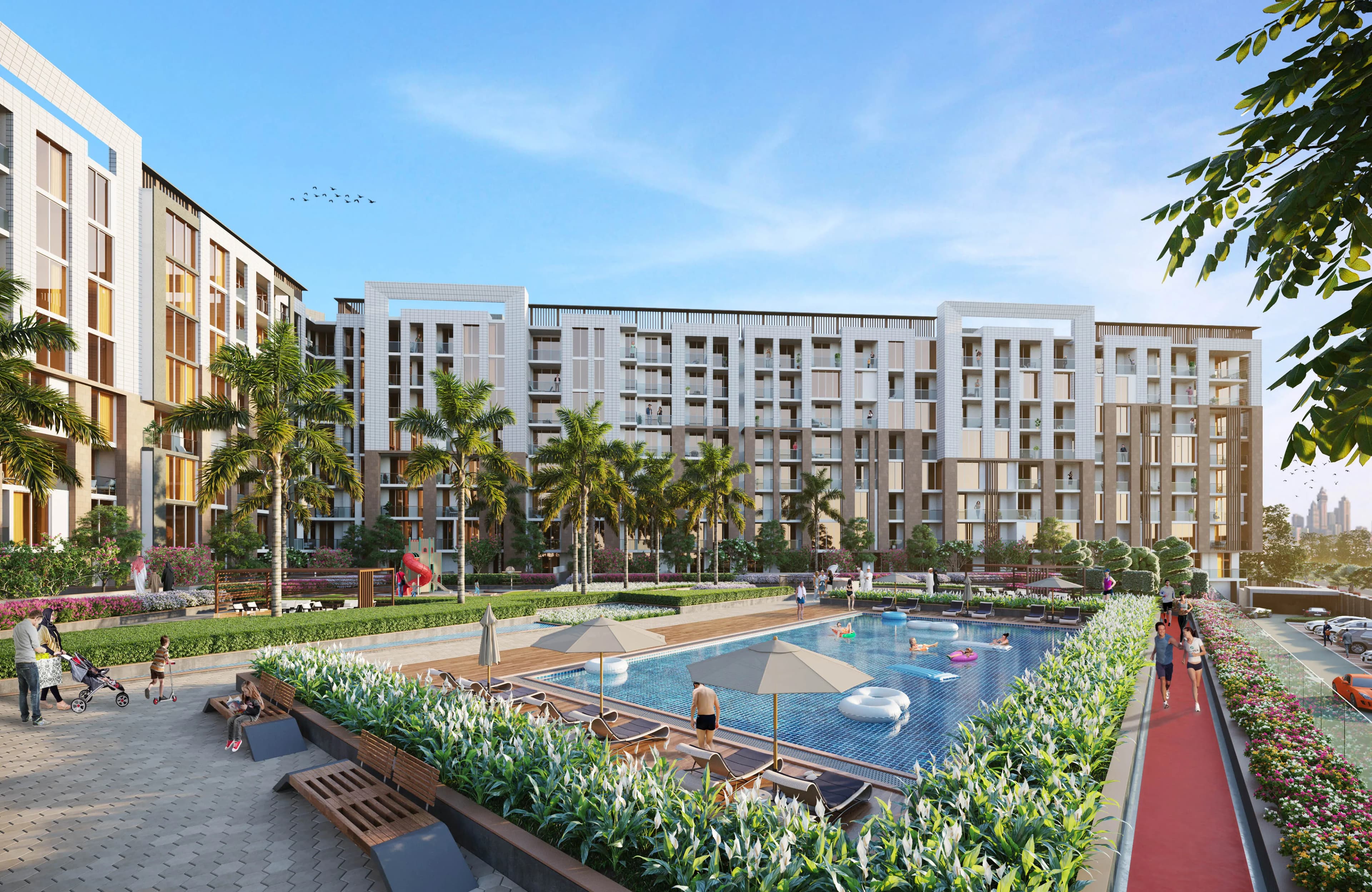 Rukan Tower amenity Swimming Pool - Wadi Al Safa 7, Dubai - by Reportage Properties