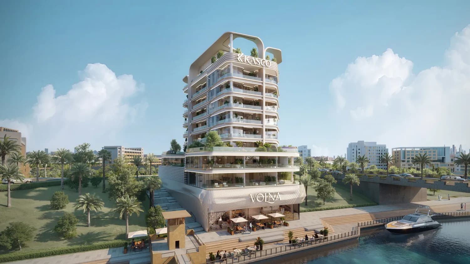 Volna by Kasco exterior view in Al Jaddaf Waterfront, Dubai, by Kasco Developments