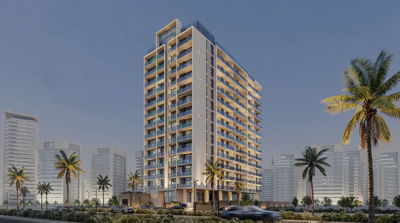 Dalmore Tower exterior view in Dubailand Residence Complex, Dubai, by Dalmore Real Estate Development
