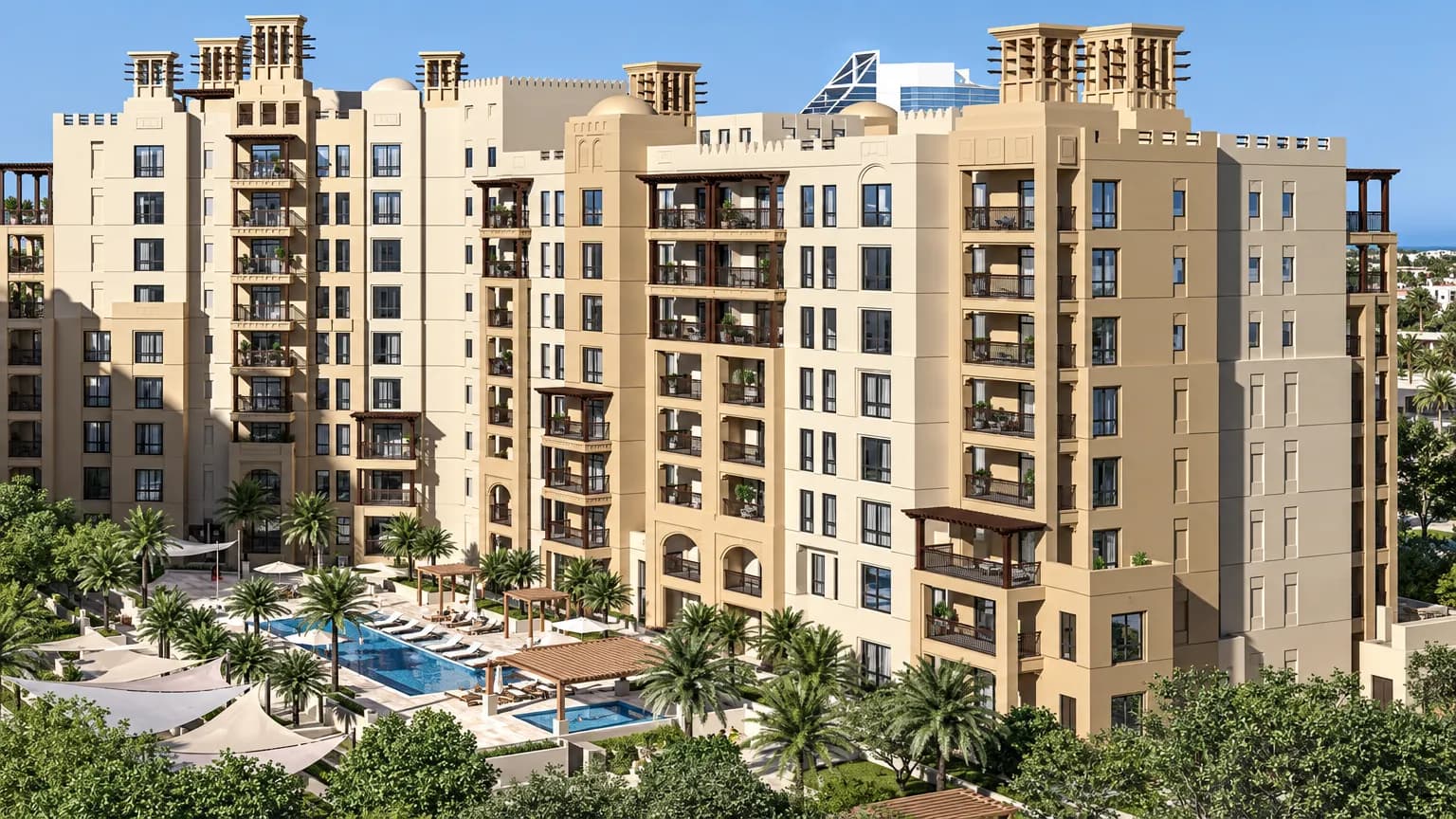 MJL Jadeel exterior view in MJL (Madinat Jumeirah Living), Dubai, by Meraas