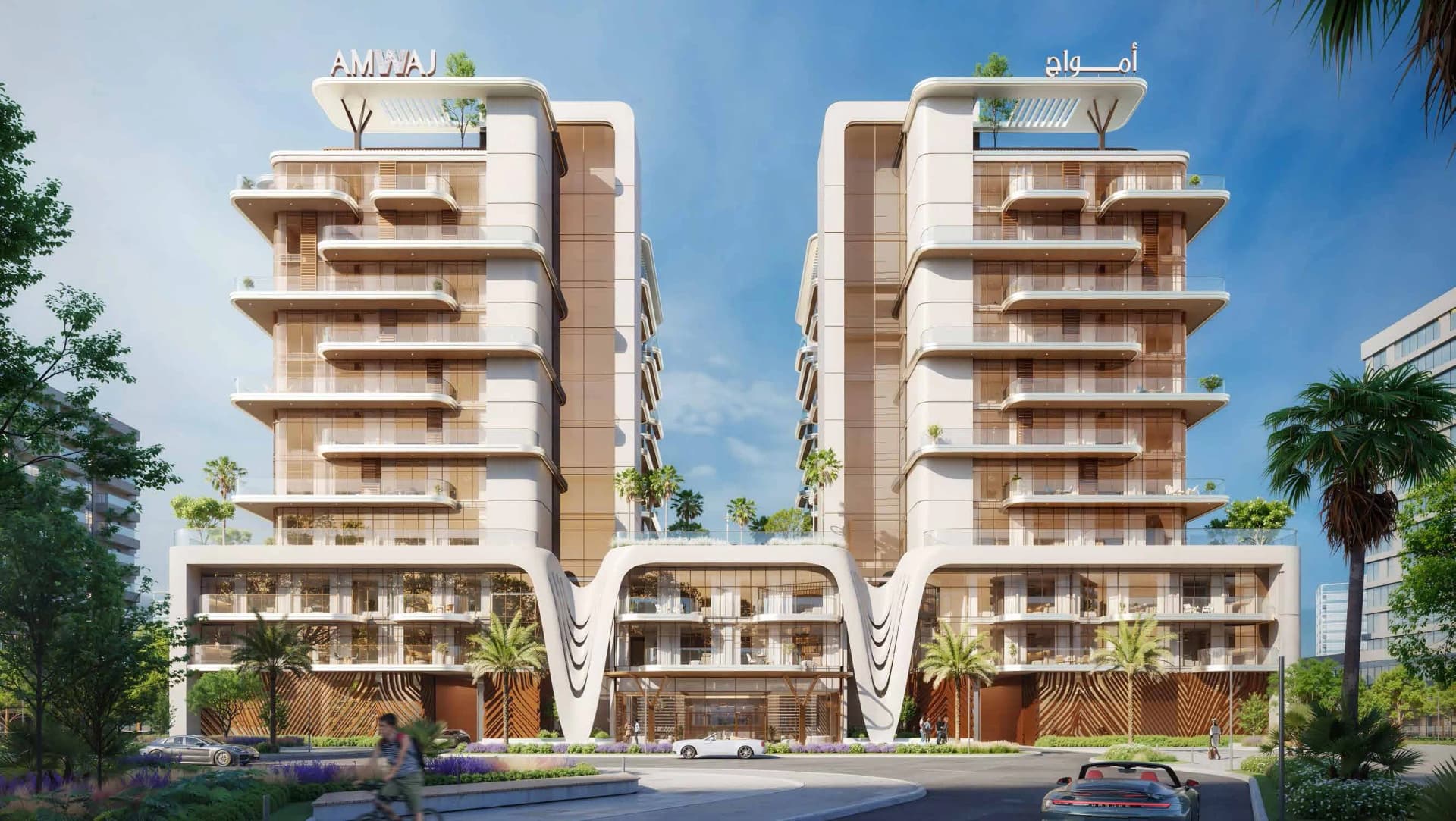 Kaia Residences exterior view in Dubai Islands, Dubai, by Amwaj Development