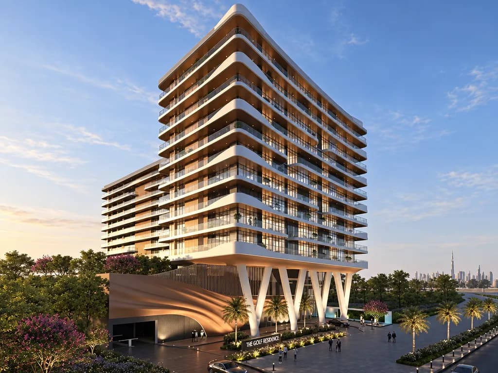The Golf Residence exterior view in Dubai Hills, Dubai, by Fortimo