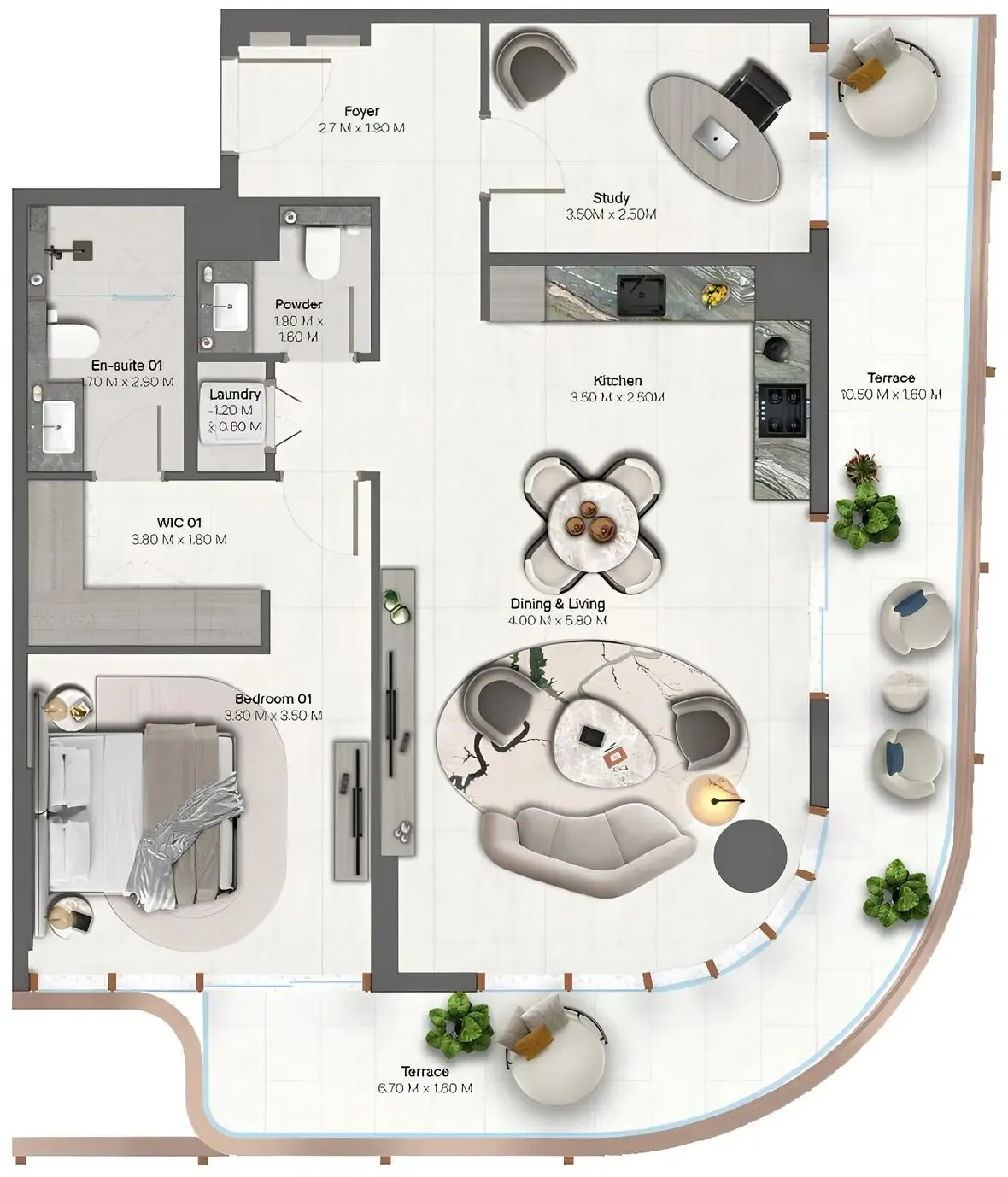 1 BR layout at Hado by Beyond