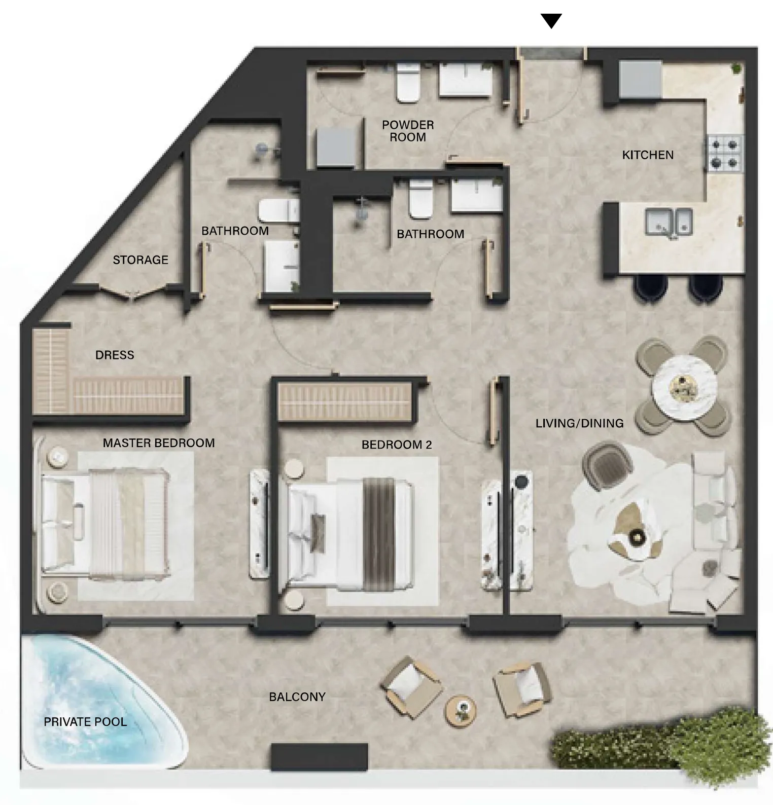 2 BR layout at Weybridge Gardens 5