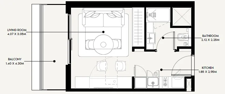 0 BR layout at Azizi Sakandar