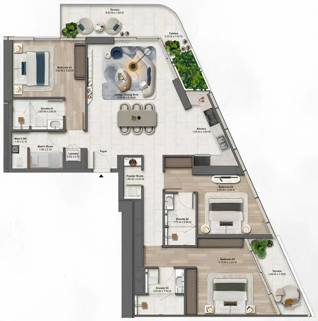 3 BR layout at Soulever by Beyond