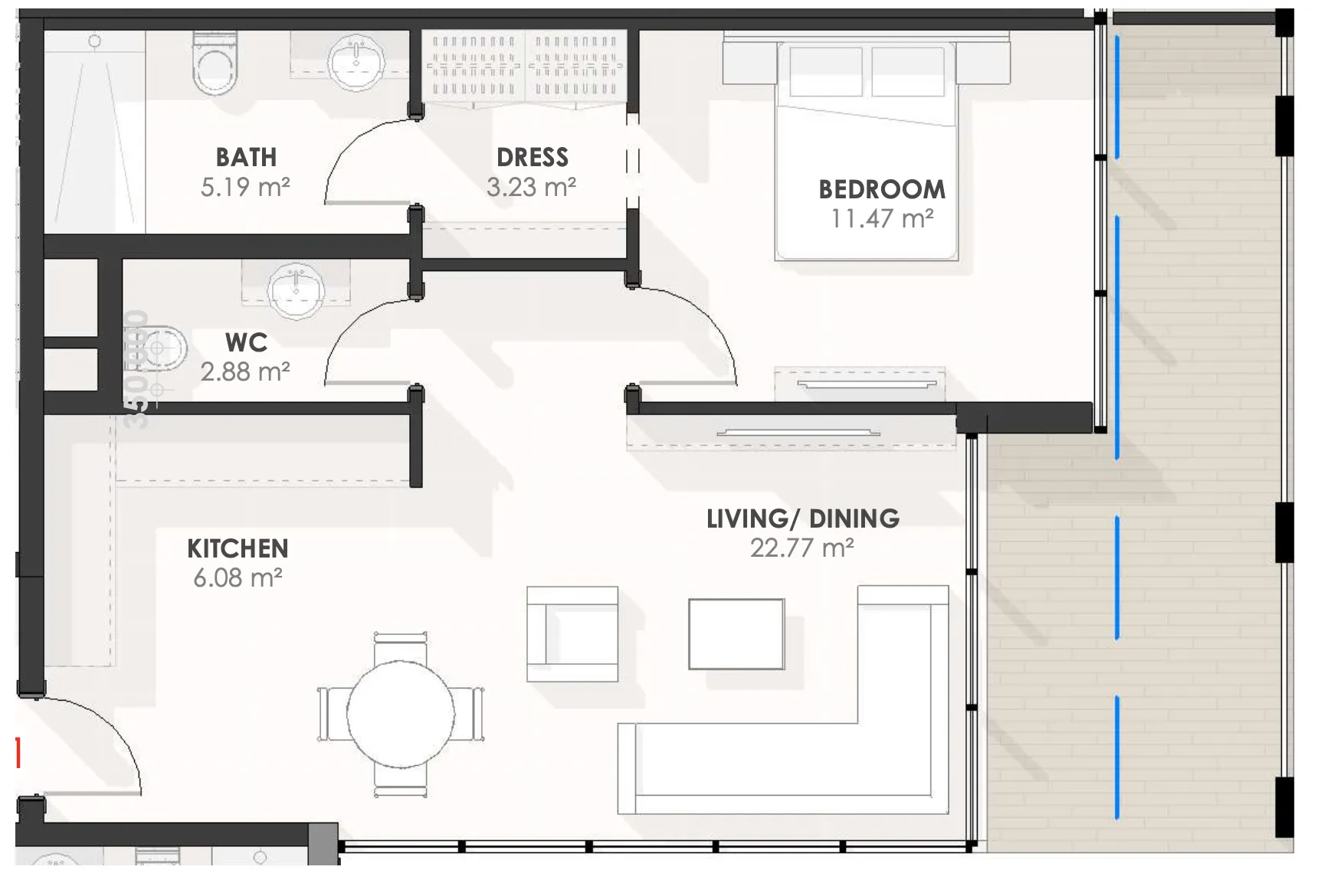 1 BR layout at Amazonia Residence