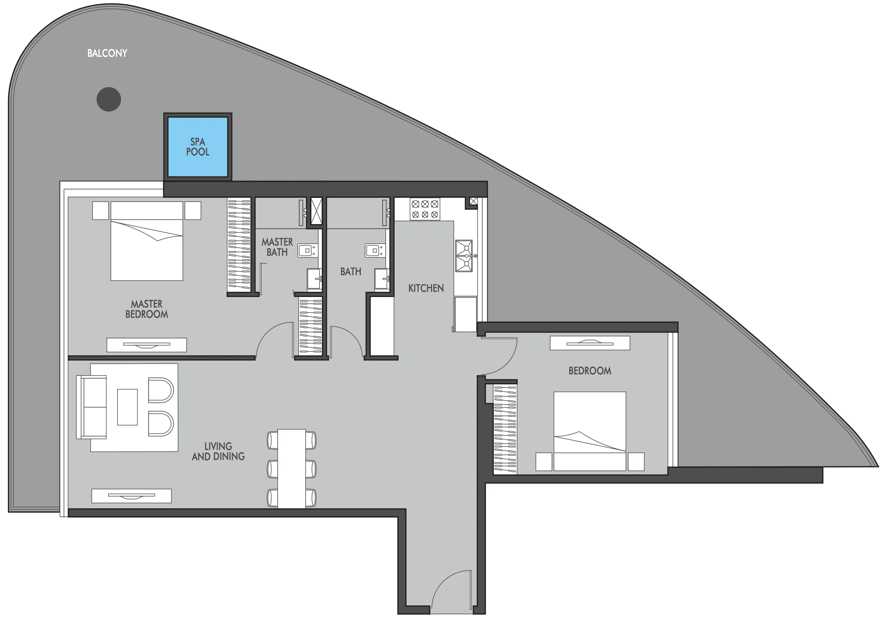 2 BR layout at Golf Place