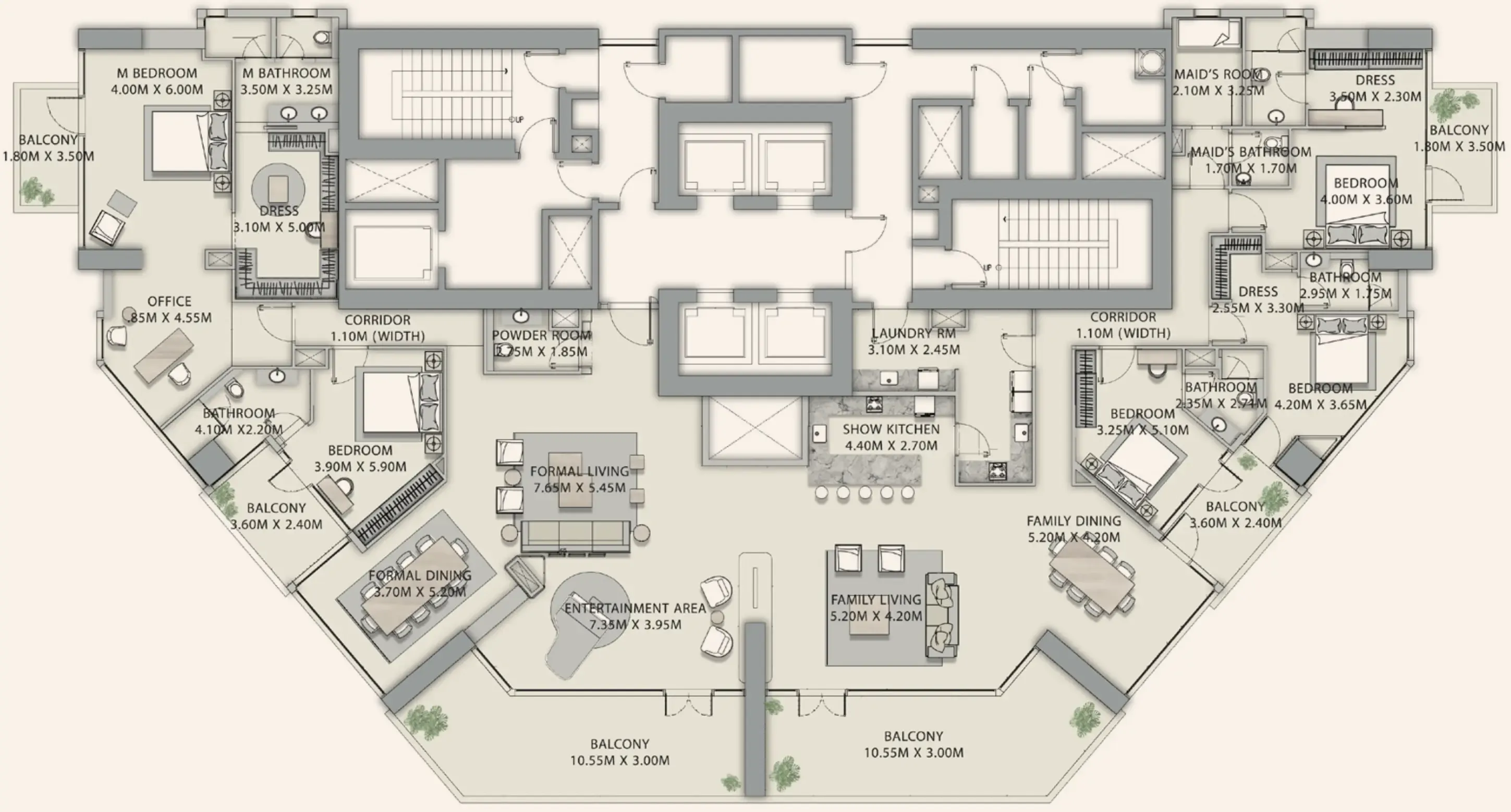 5 BR layout at Velor Penthouses
