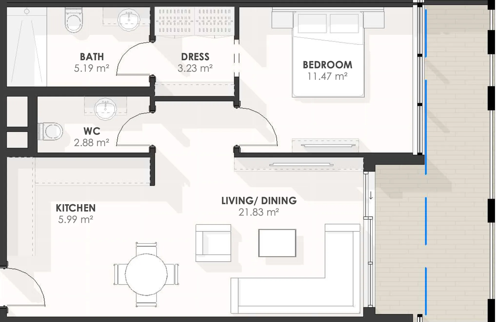 2 BR layout at Amazonia Residence