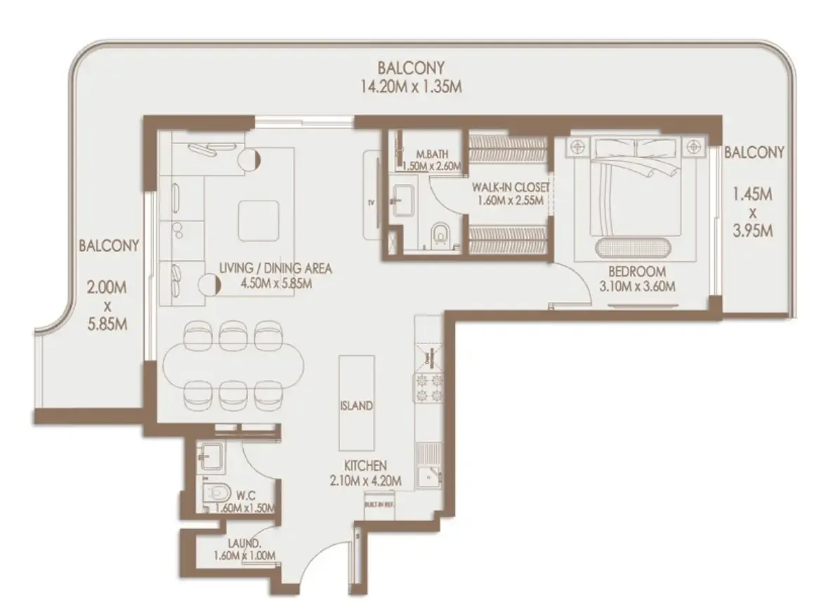 1 BR layout at Veona by Gutti