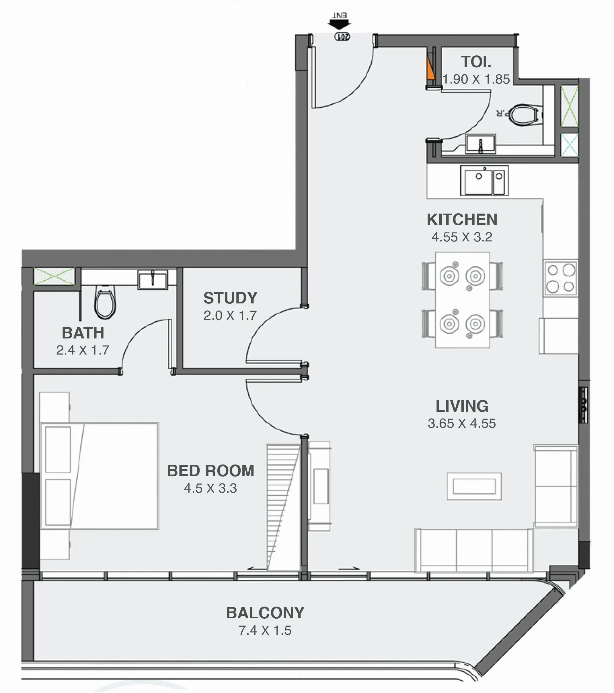1 BR layout at Floarea Oasis