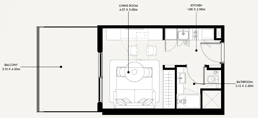 0 BR layout at Azizi Sakandar