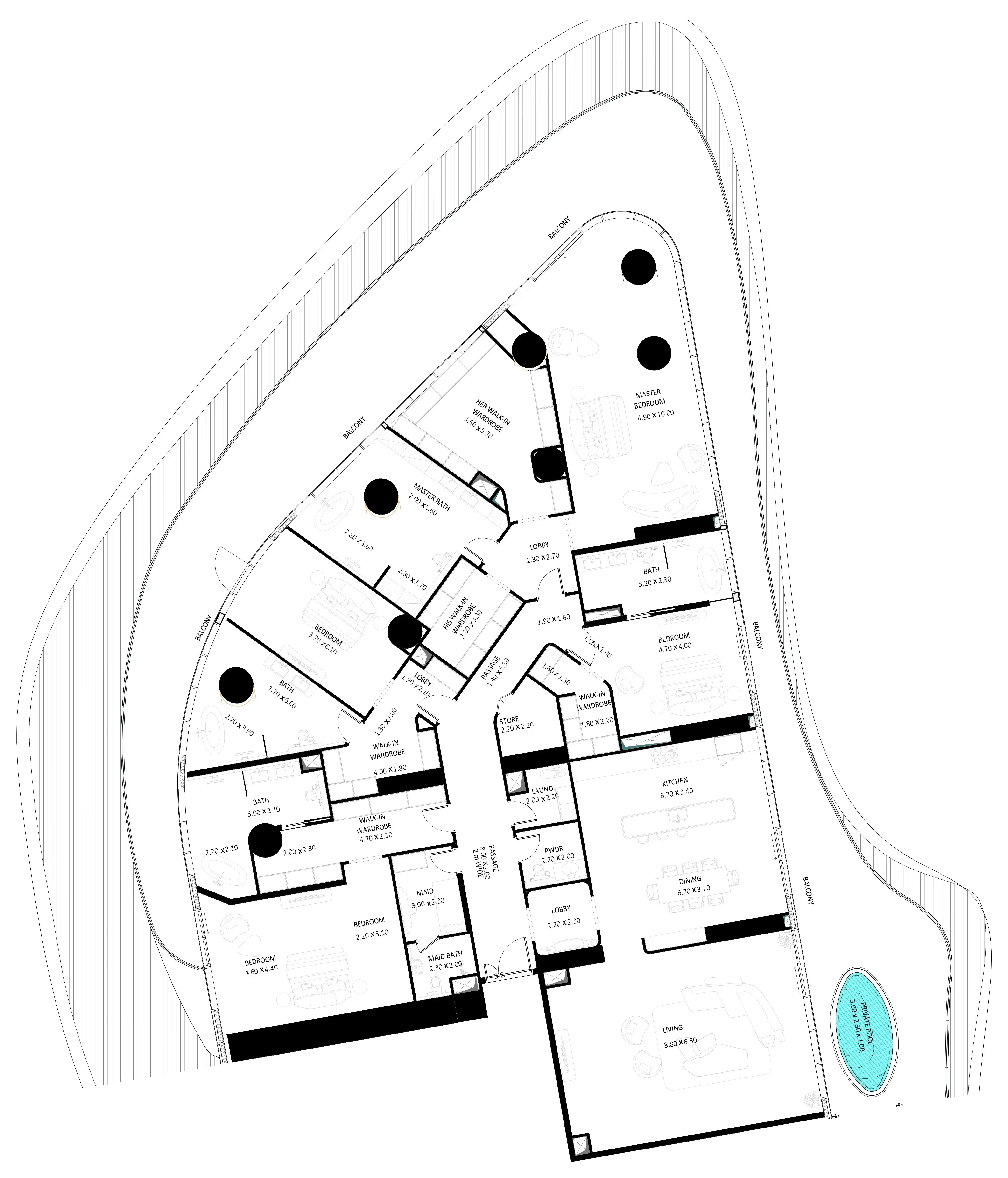 4 BR layout at Bugatti Residences by Binghatti