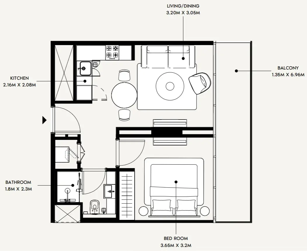 1 BR layout at Creek Views 4