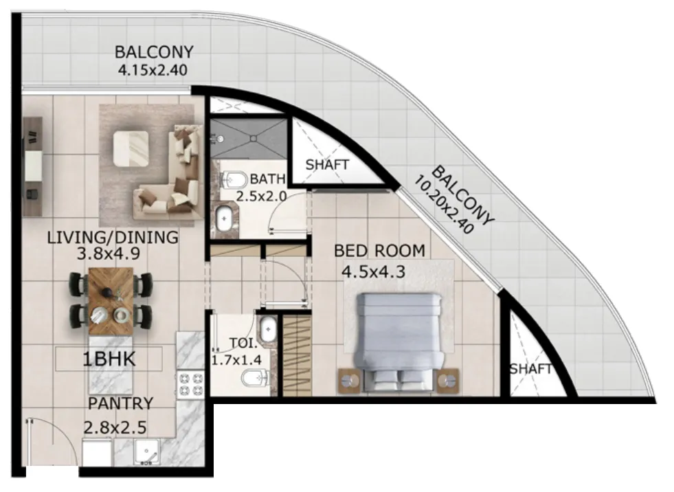 1 BR layout at Mayfair Gardens