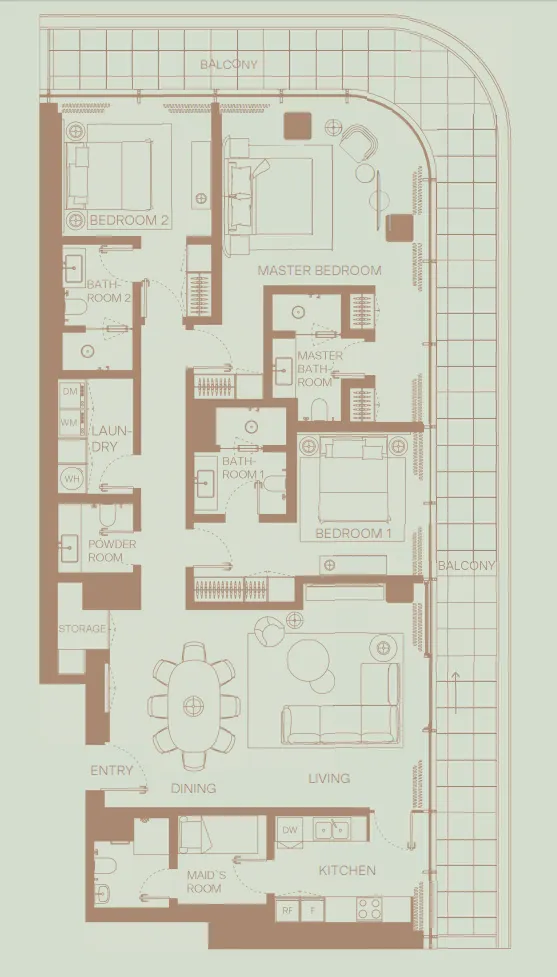 3 BR layout at Eden House The Park