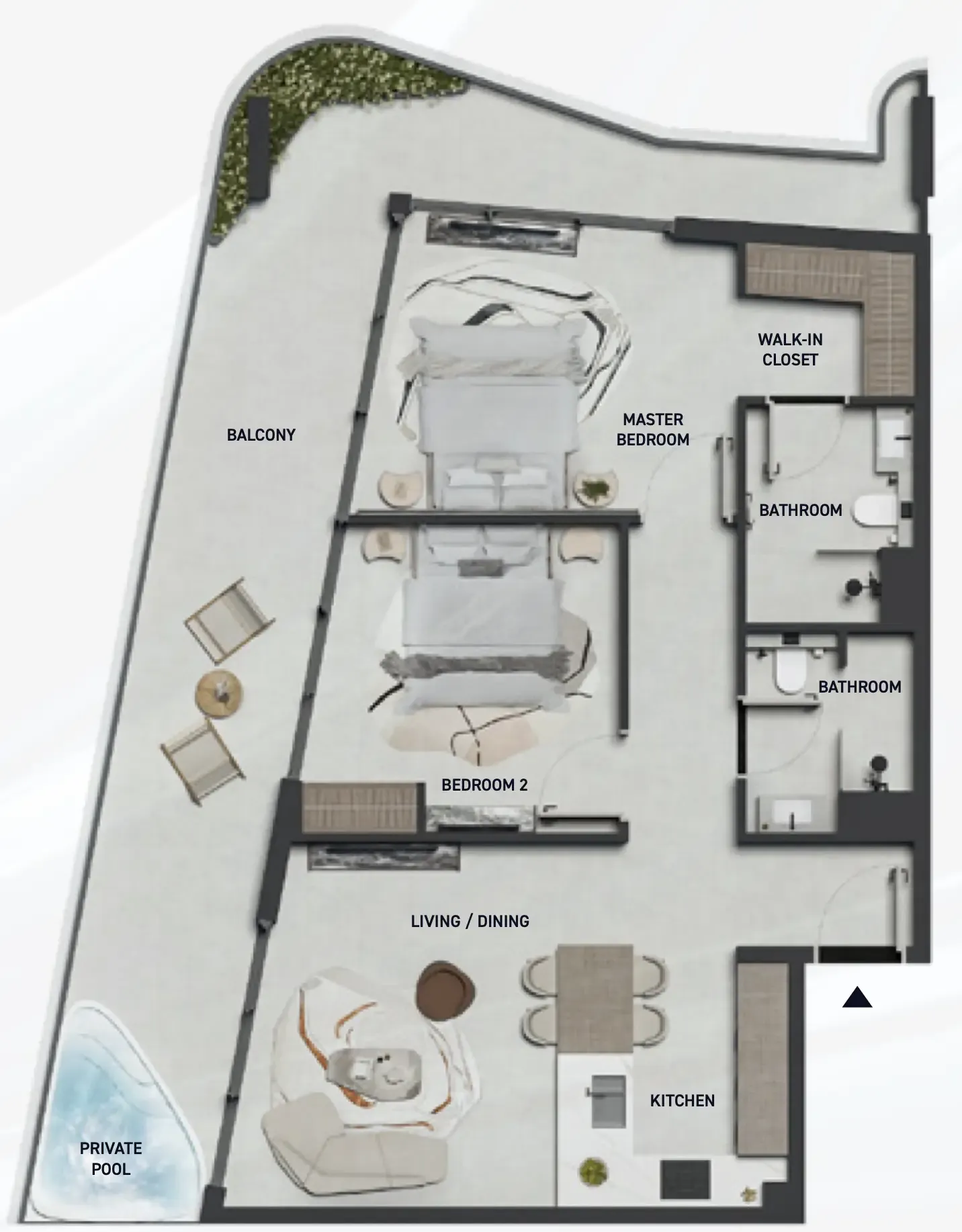 2 BR layout at Hadley Heights 2