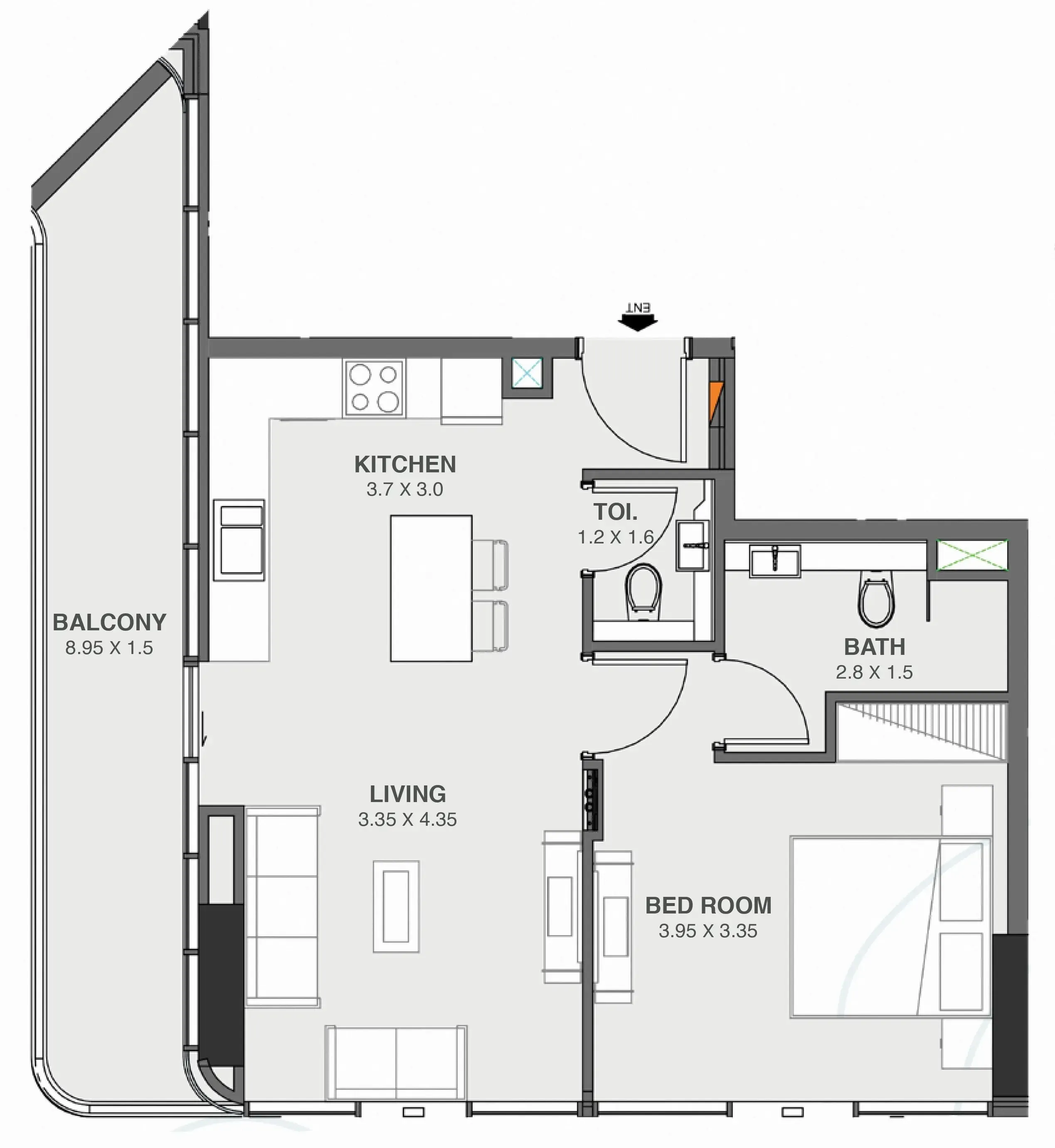 1 BR layout at Floarea Oasis