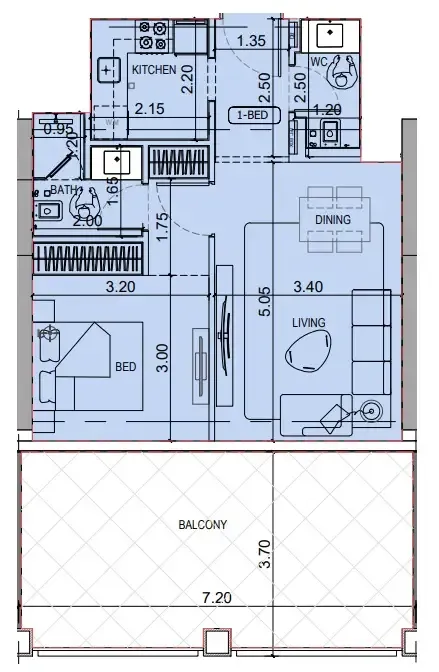 1 BR layout at Binghatti Titania