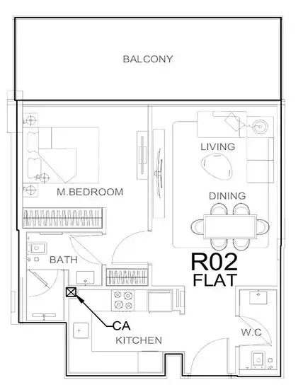 1 BR layout at Binghatti HillCrest