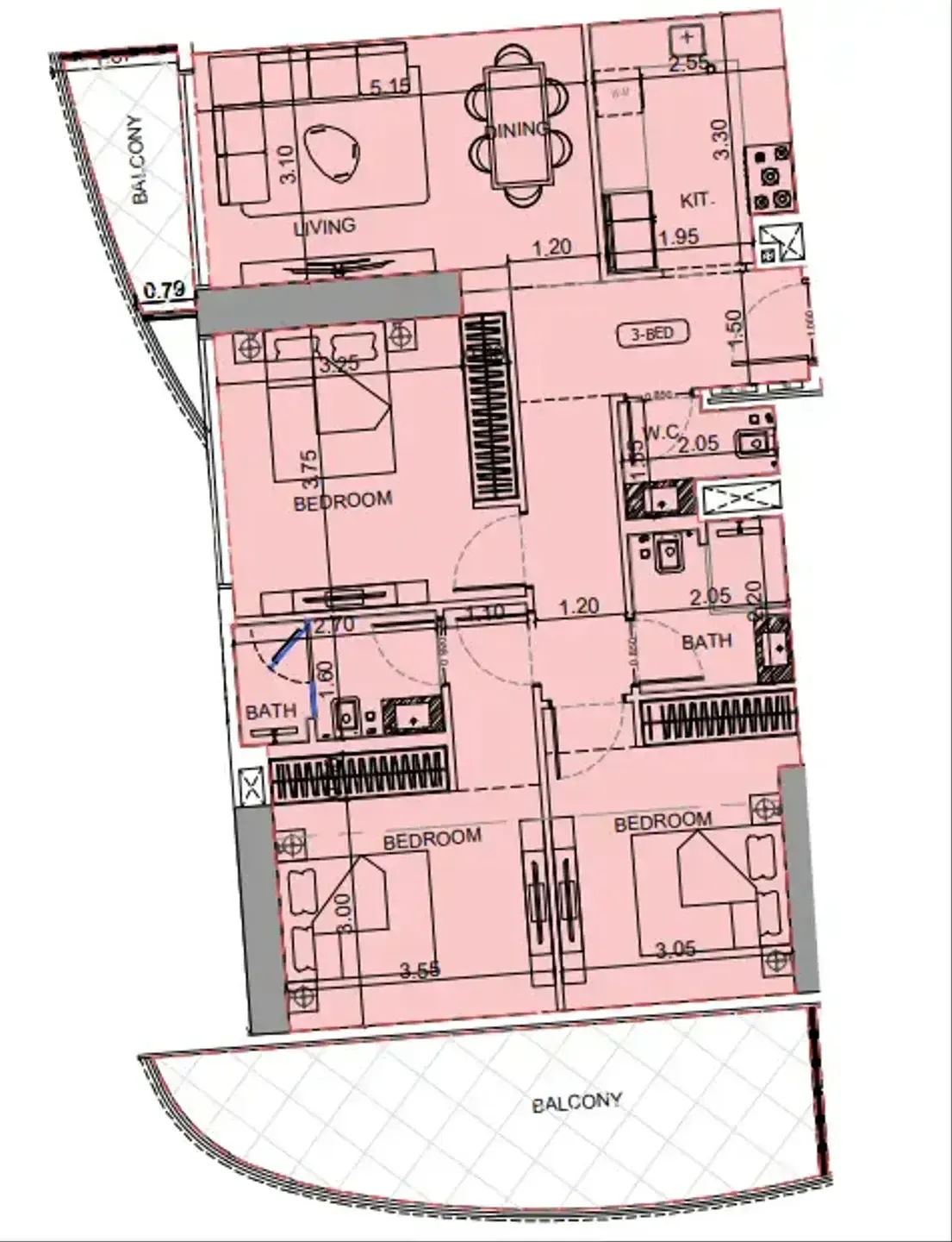 3 BR layout at Maybach Ultimate Luxury