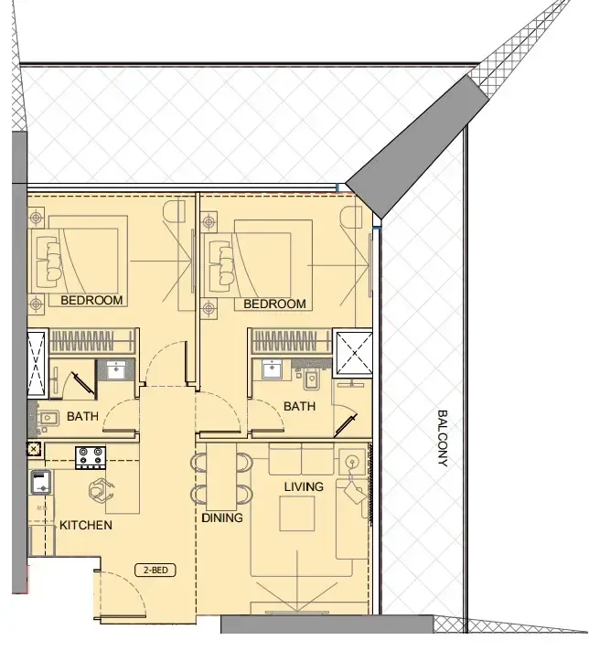 2 BR layout at One by Binghatti