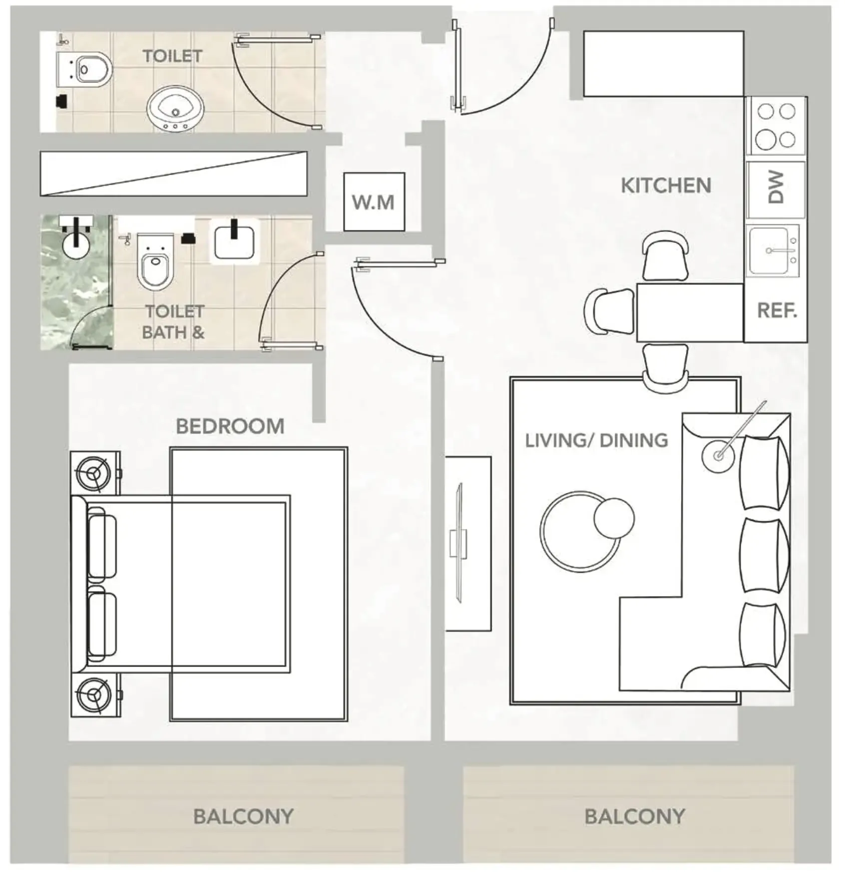 1 BR layout at Amazonia Residence