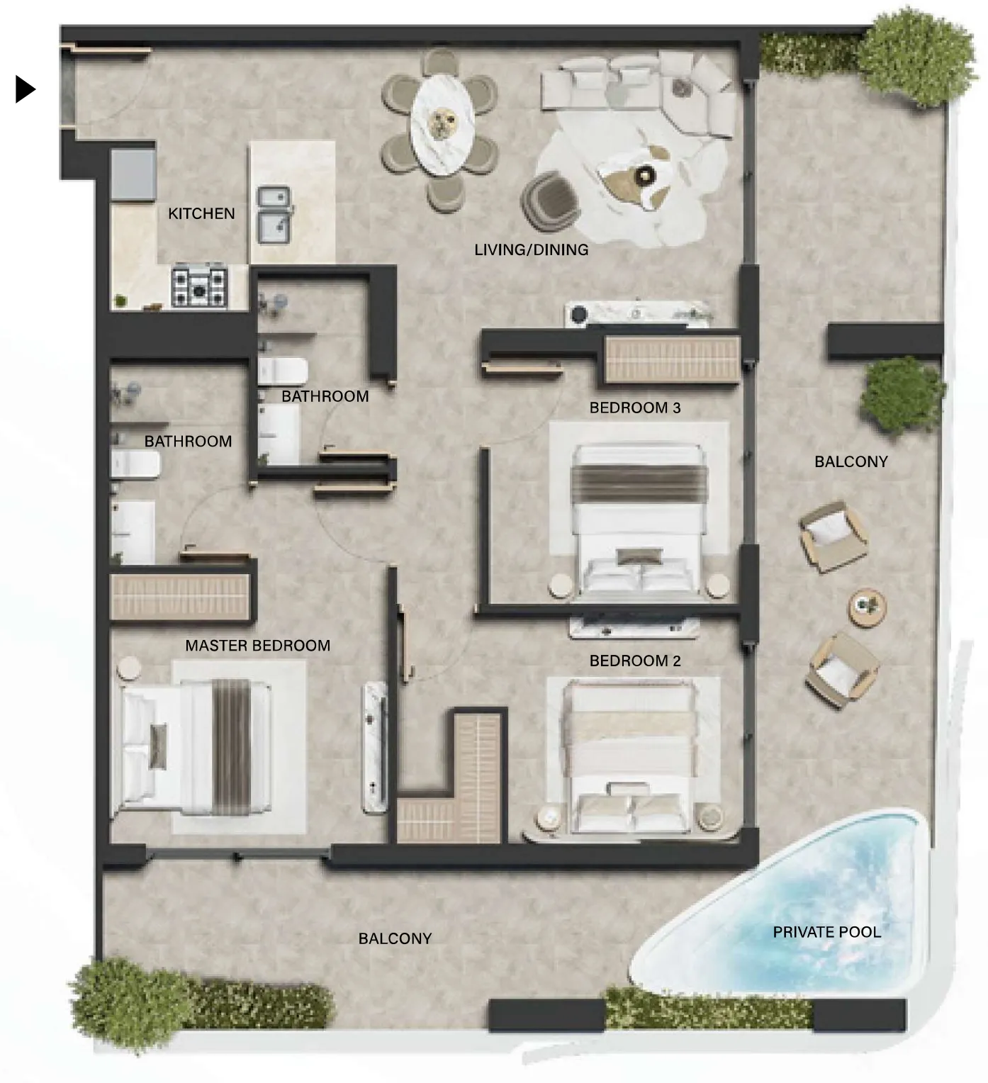 3 BR layout at Weybridge Gardens 5