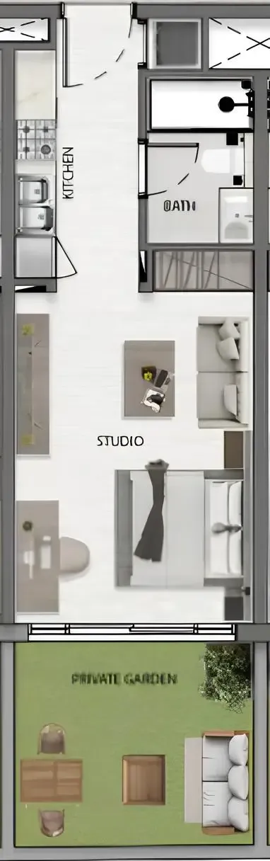 0 BR layout at Avana Residences