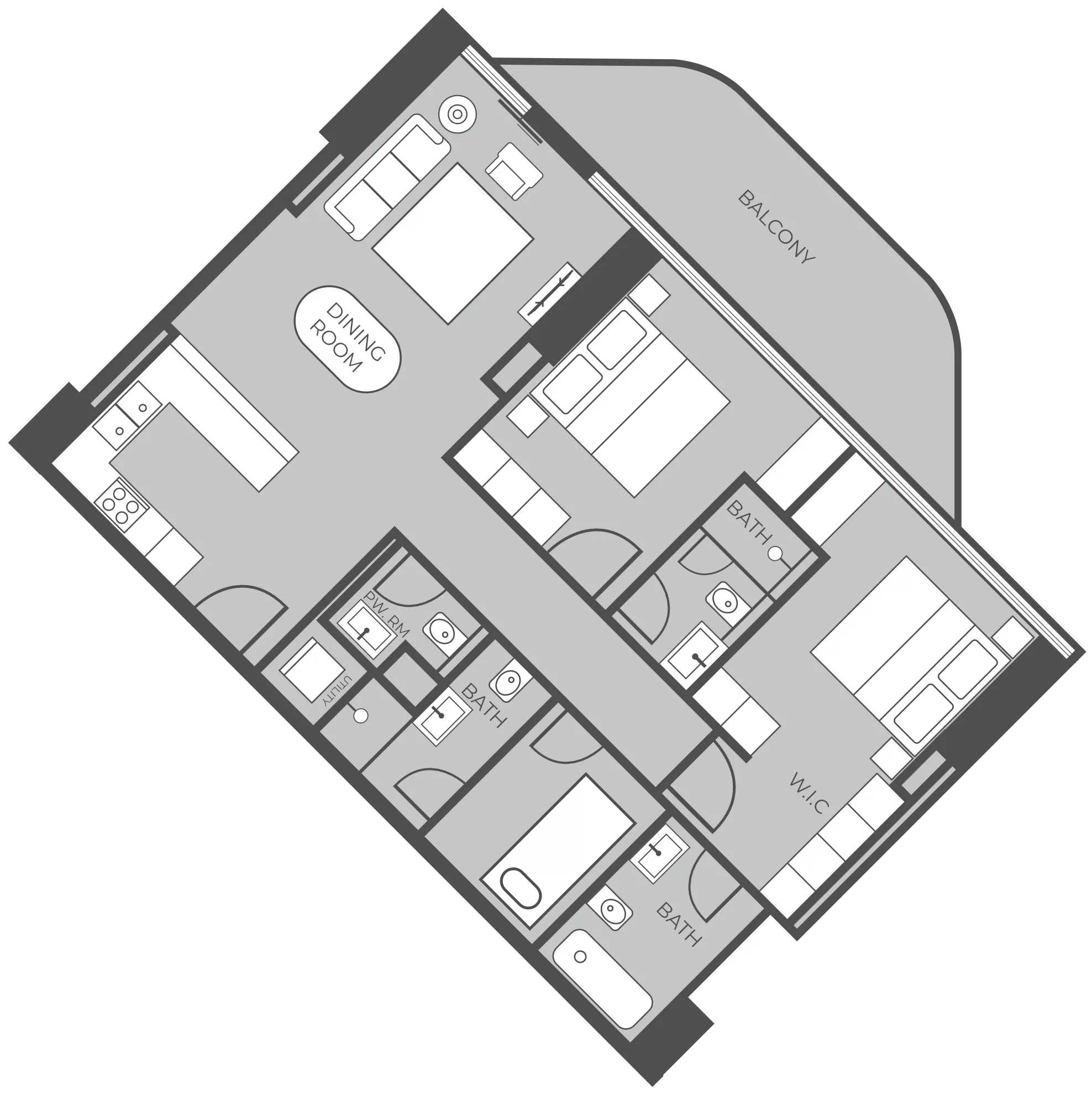 2 BR layout at Parkway by Prestige One
