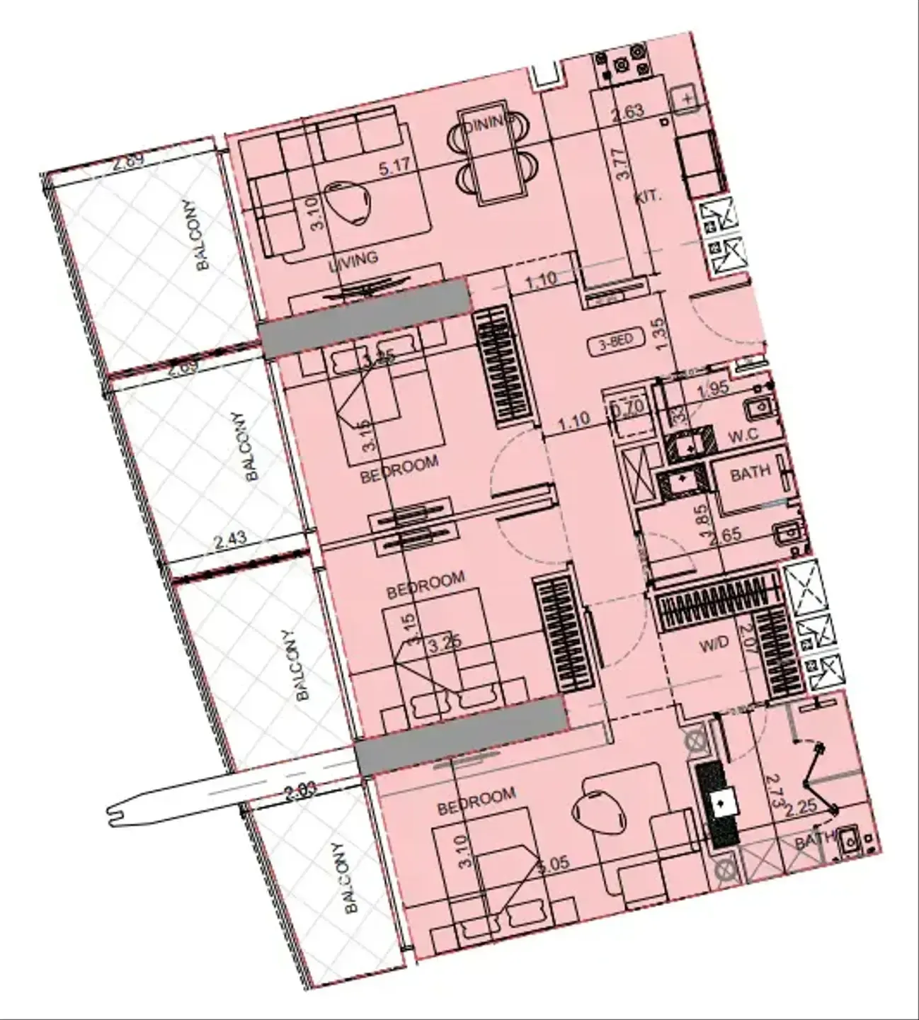 3 BR layout at Maybach Ultimate Luxury