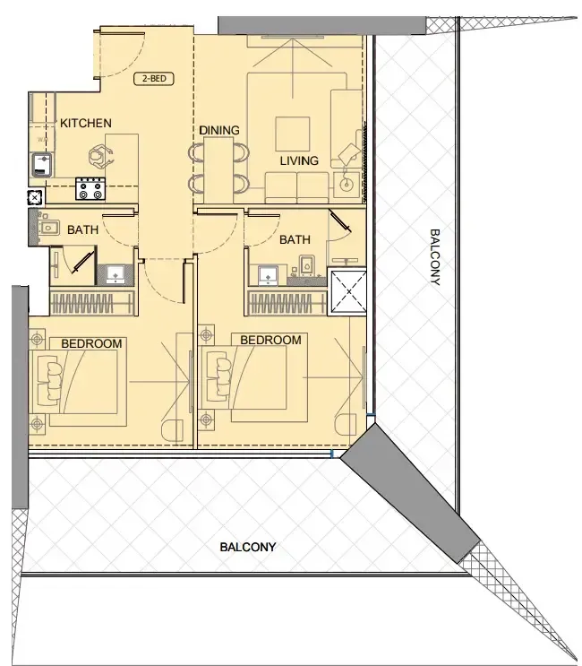 2 BR layout at One by Binghatti