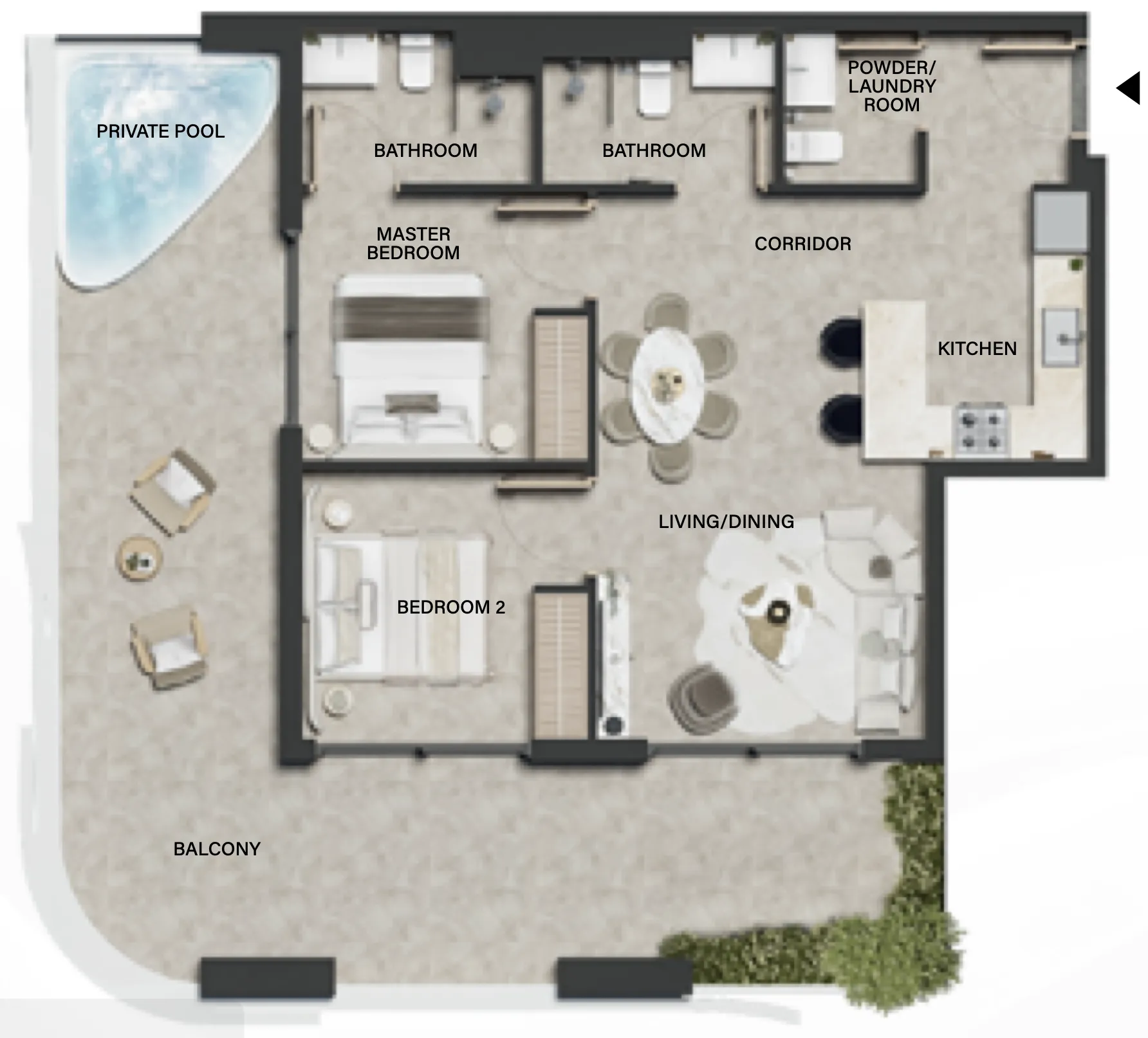 2 BR layout at Weybridge Gardens 4