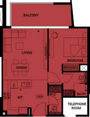 1 BR layout at Binghatti Ruby