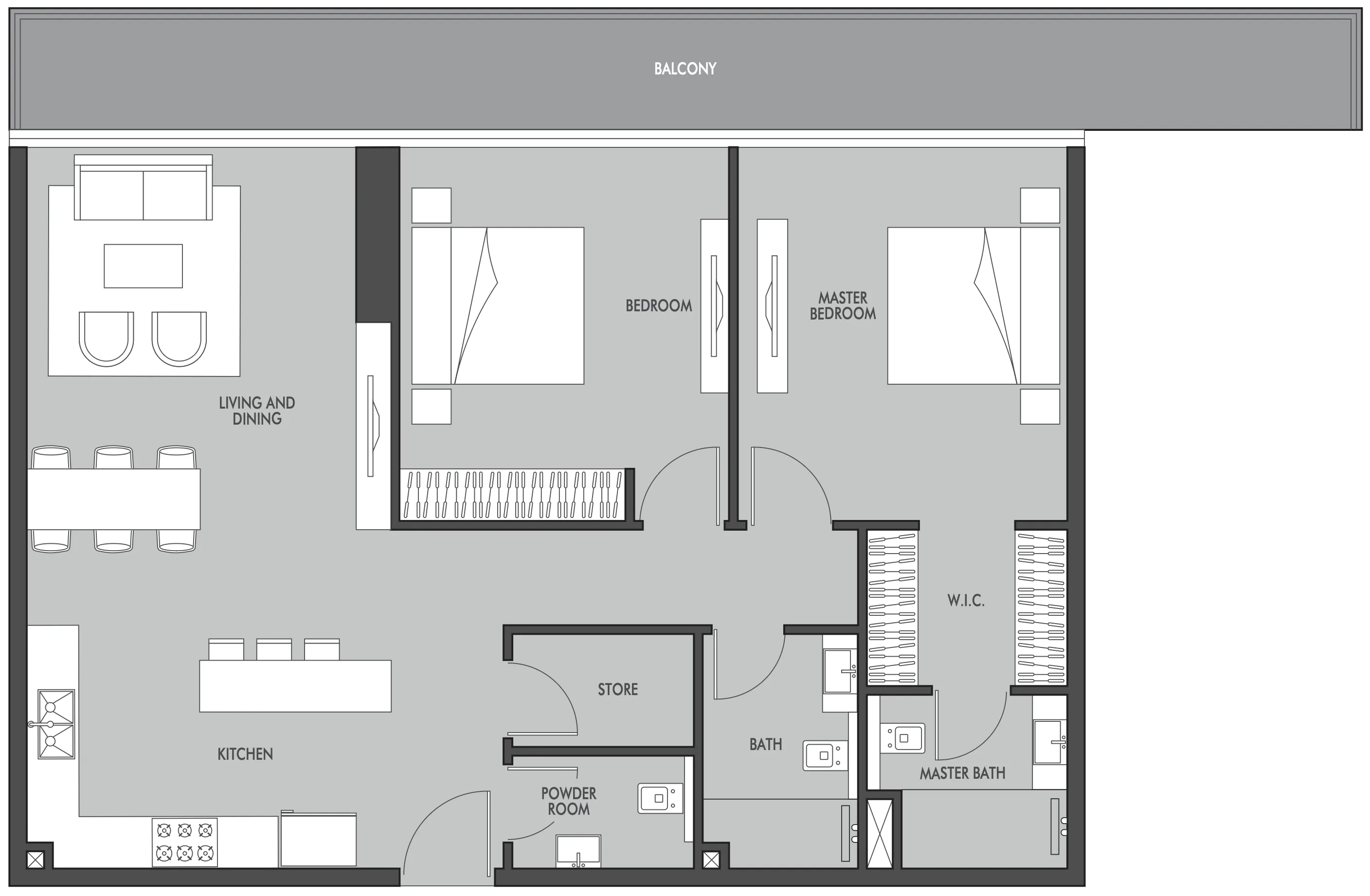 2 BR layout at Golf Place