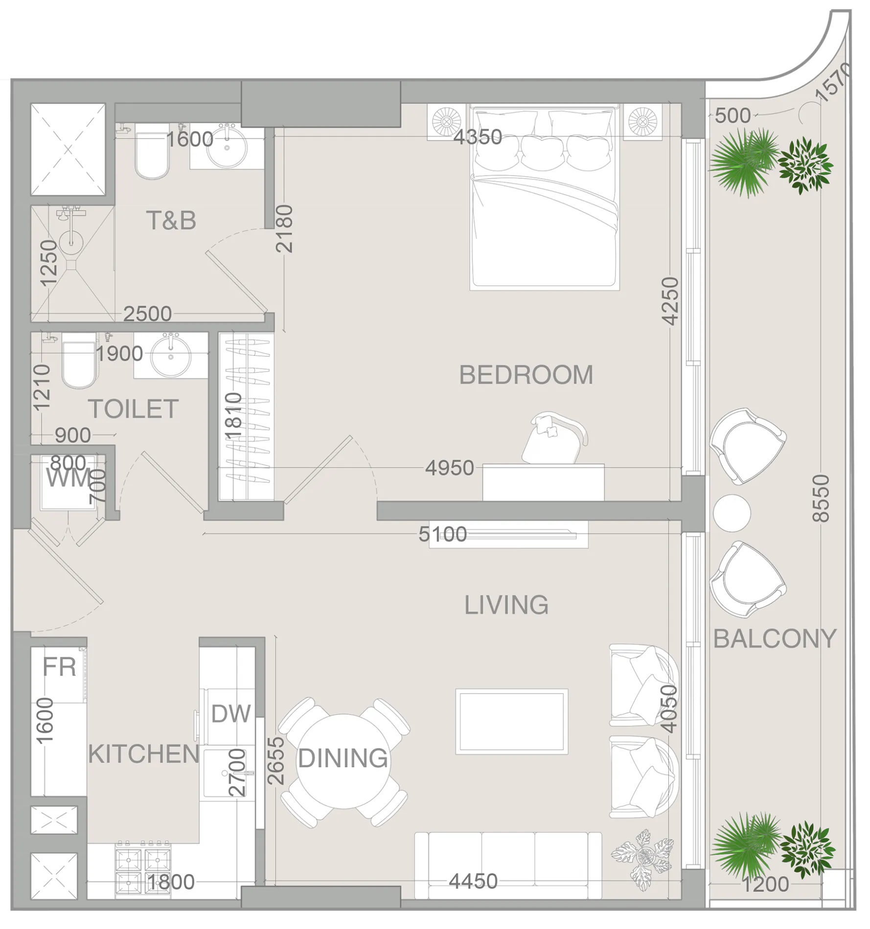 1 BR layout at VERDAN1A 4