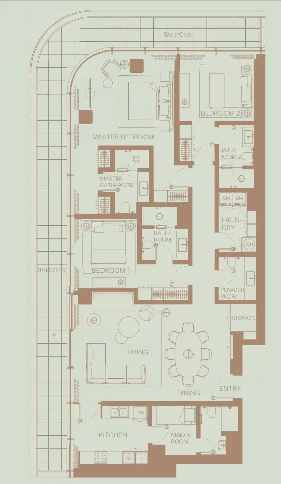 3 BR layout at Eden House The Park