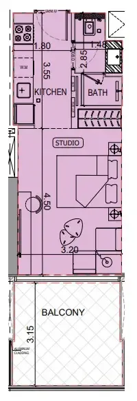 0 BR layout at Binghatti Luxuria