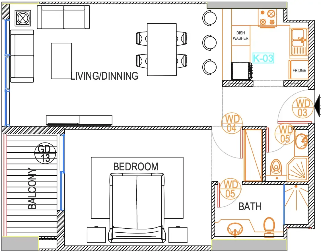 1 BR layout at Urban Life